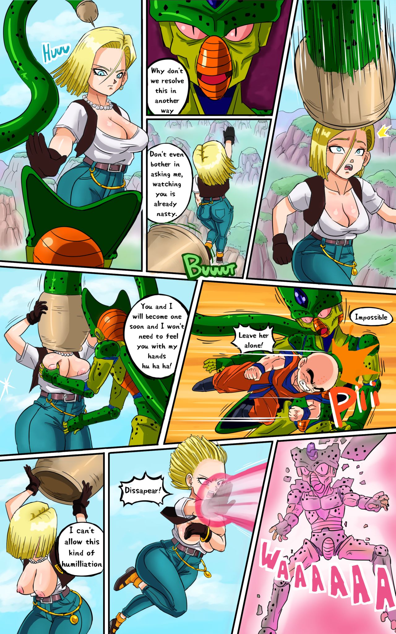 18 And Cell Hentai - Android 18 meets Krillin - Pink Pawg - KingComiX.com