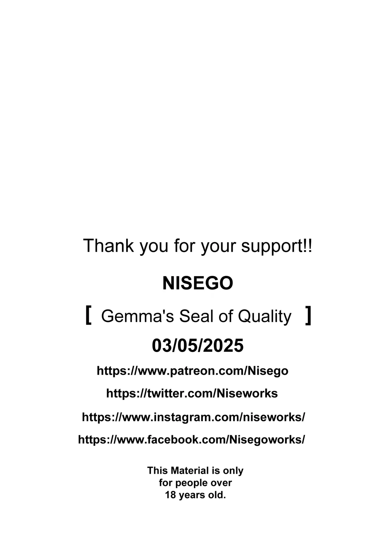 Gemma’s Seal Of Quality Nisego 10